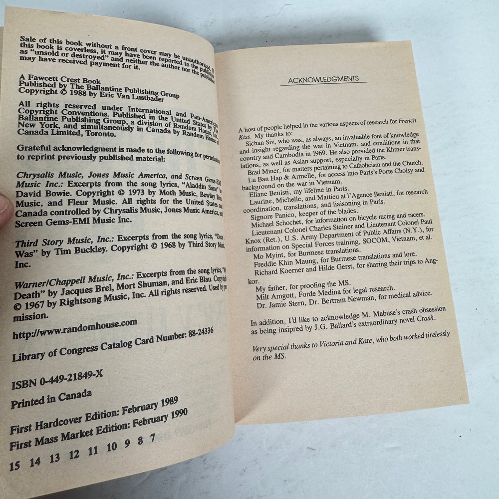 French Kiss Eric Van Lustbader 1990 Mass Market Paperback Fawcett‎ Crest - Picture 5 of 5